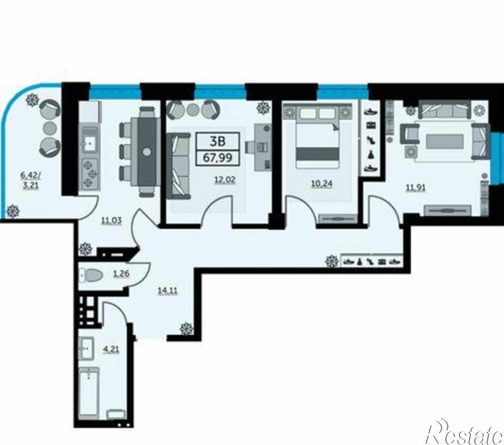 3-комн квартира Марксистский переулок, 42