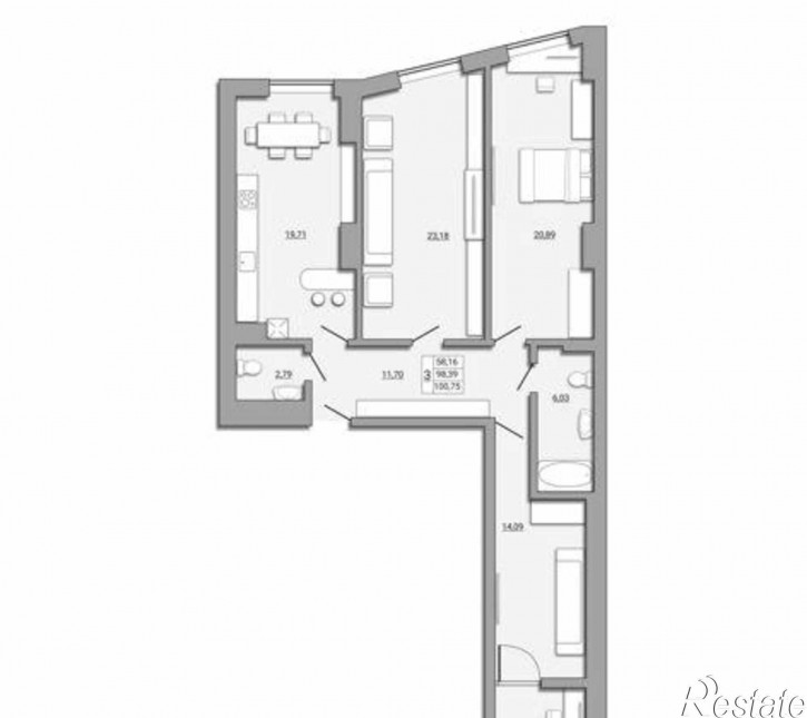 3-комн квартира в новом доме Береговая улица, 73