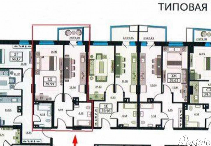 1-комн квартира в новом доме улица Ларина, 45к6
