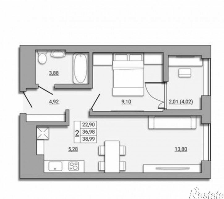 2-комн квартира в новом доме Береговая улица, 73