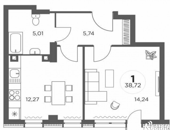 1-комн квартира в новом доме Доломановский переулок, 82
