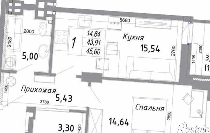 1-комн квартира в новом доме бульвар Комарова, 30/2с2