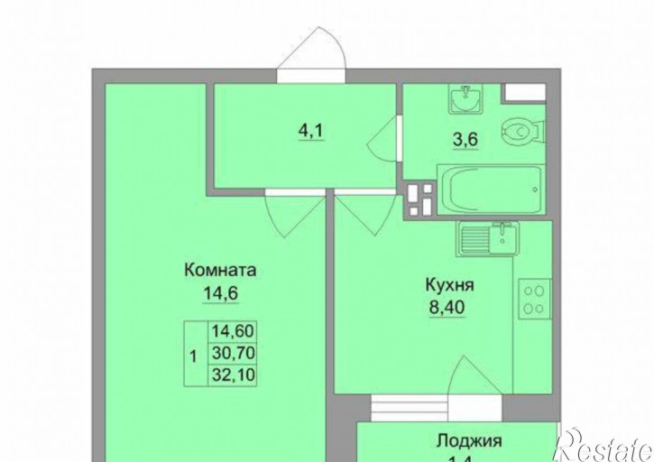 1-комн квартира в новом доме улица Ткачёва, 25