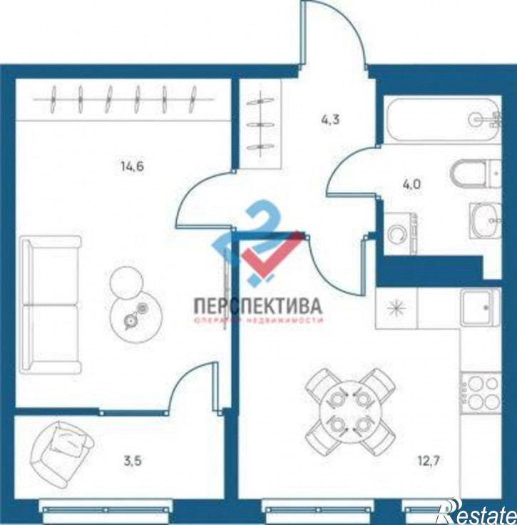 1-комн квартира в новом доме жилой комплекс Апгрейд,  с2