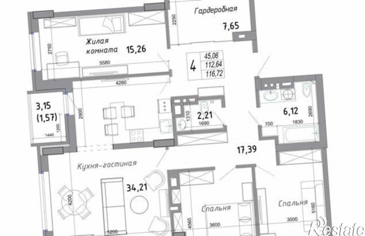 4-комн квартира в новом доме бульвар Комарова, 30/2с3