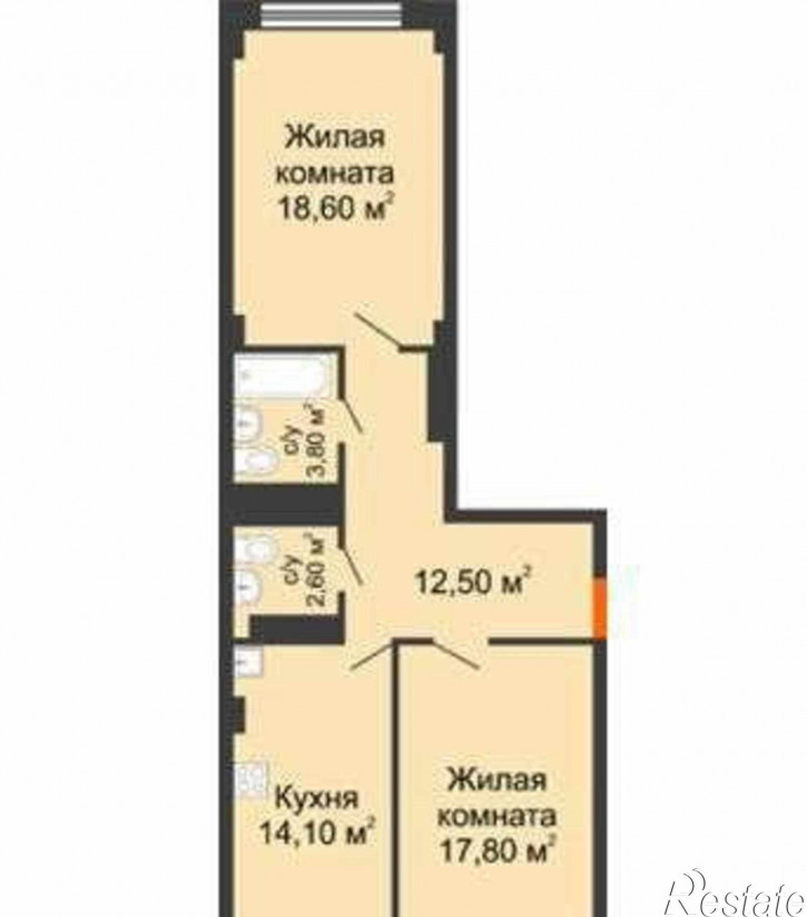 2-комн квартира в новом доме бульвар Комарова, 20В/9А