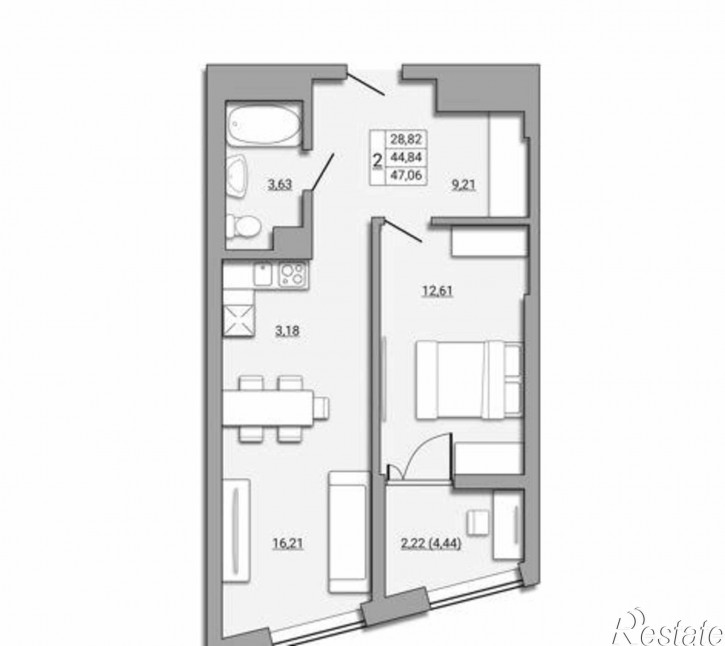 2-комн квартира в новом доме Береговая улица, 73