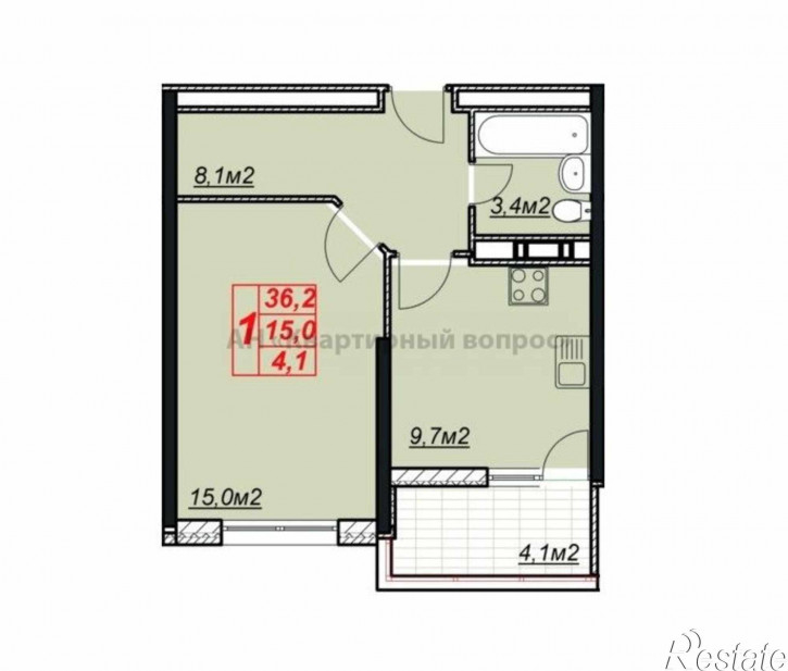 1-комн квартира Крестьянская ул, 27