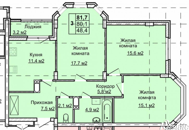 3-комн квартира Академика Сахарова ул., 109, к 2