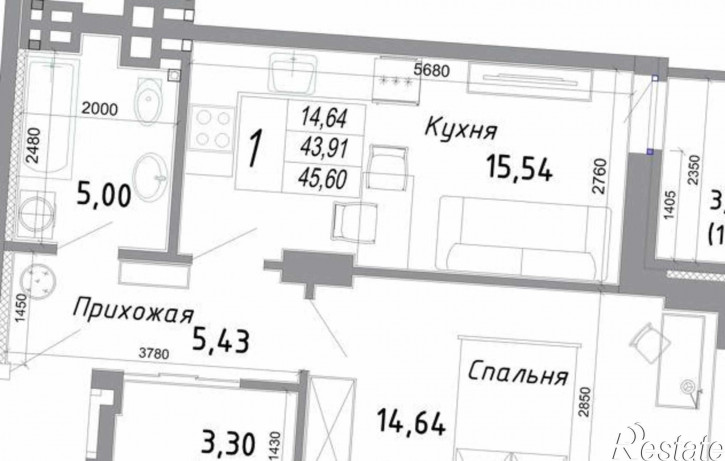 1-комн квартира в новом доме бульвар Комарова, 30/2с2