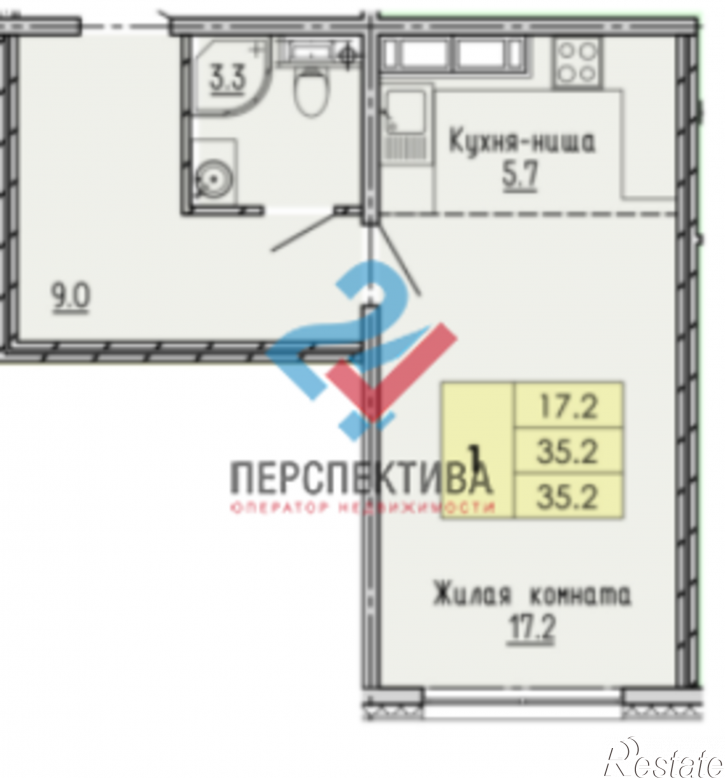 1-комн квартира в новом доме жилой комплекс Лугометрия,  с19