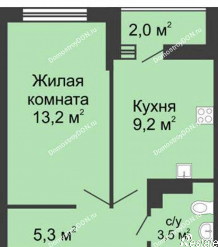 1-комн квартира в новом доме улица Нансена, 83