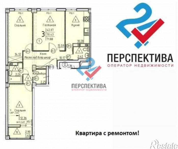 3-комн квартира в новом доме жилой комплекс Арбековская Застава,  с11