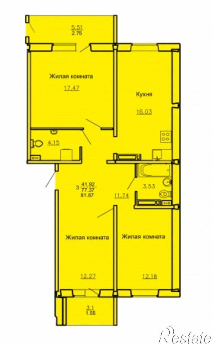 3-комн квартира в новом доме тракт. Павловский, 205а