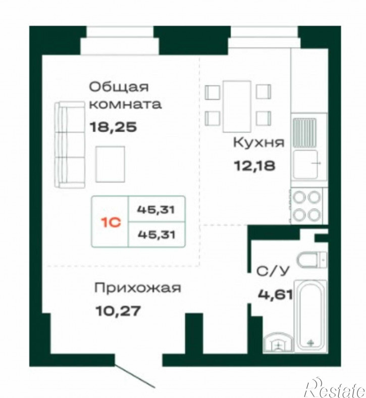 1-комн квартира в новом доме пр-кт. Строителей, 18кор1