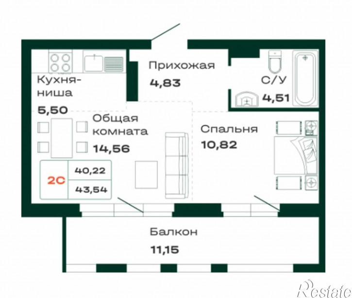 1-комн квартира в новом доме пр-кт. Строителей, 18кор1