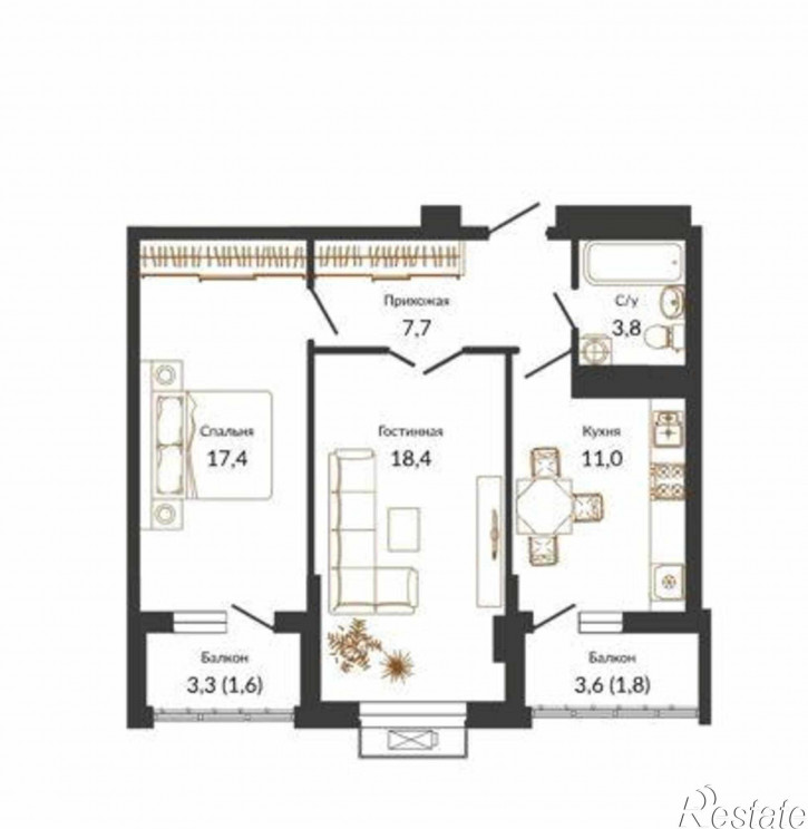 2-комн квартира в новом доме Таганрогская улица, 230/22