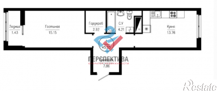 1-комн квартира в новом доме Ладожская улица, 9