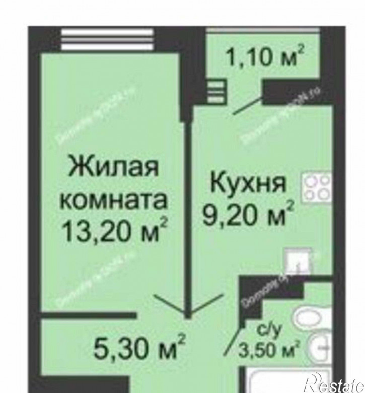 1-комн квартира в новом доме улица Нансена, 83