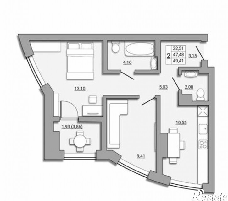 2-комн квартира в новом доме Береговая улица, 73