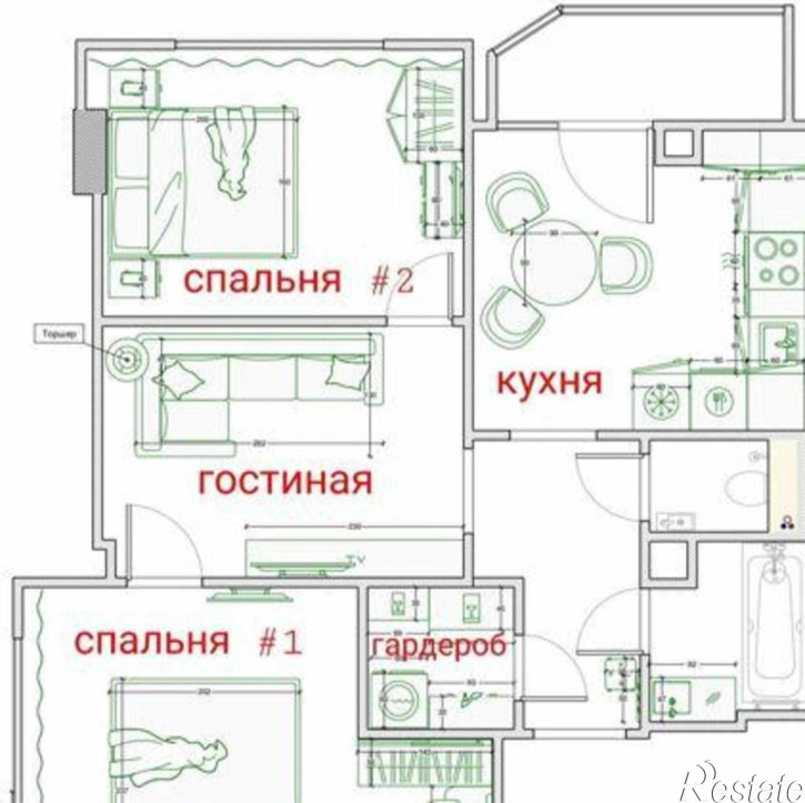 2-комн квартира улица Герасименко, 17/4