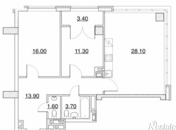 3-комн квартира в новом доме бульвар Комарова, 20В/9А