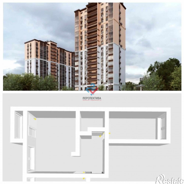 3-комн квартира в новом доме улица Шмидта
