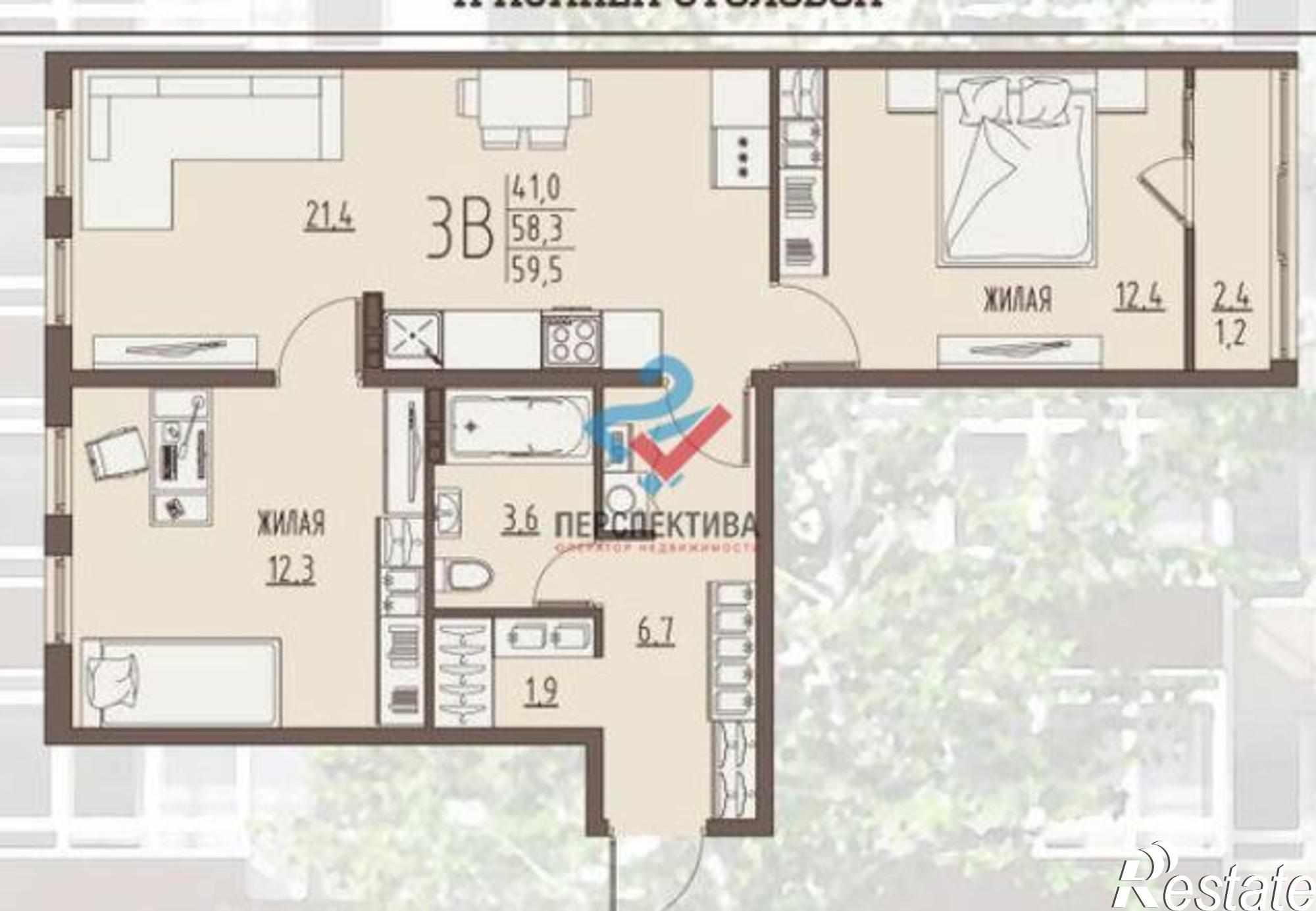 Купить квартиру за 3 165 720 рублей на Речная улица, 13