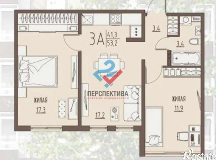 2-комн квартира в новом доме Речная улица, 13