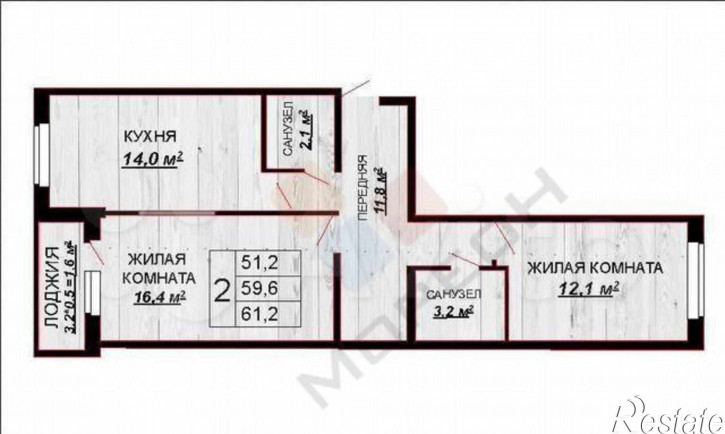 2-комн квартира Тепличная ул, 62/1к3
