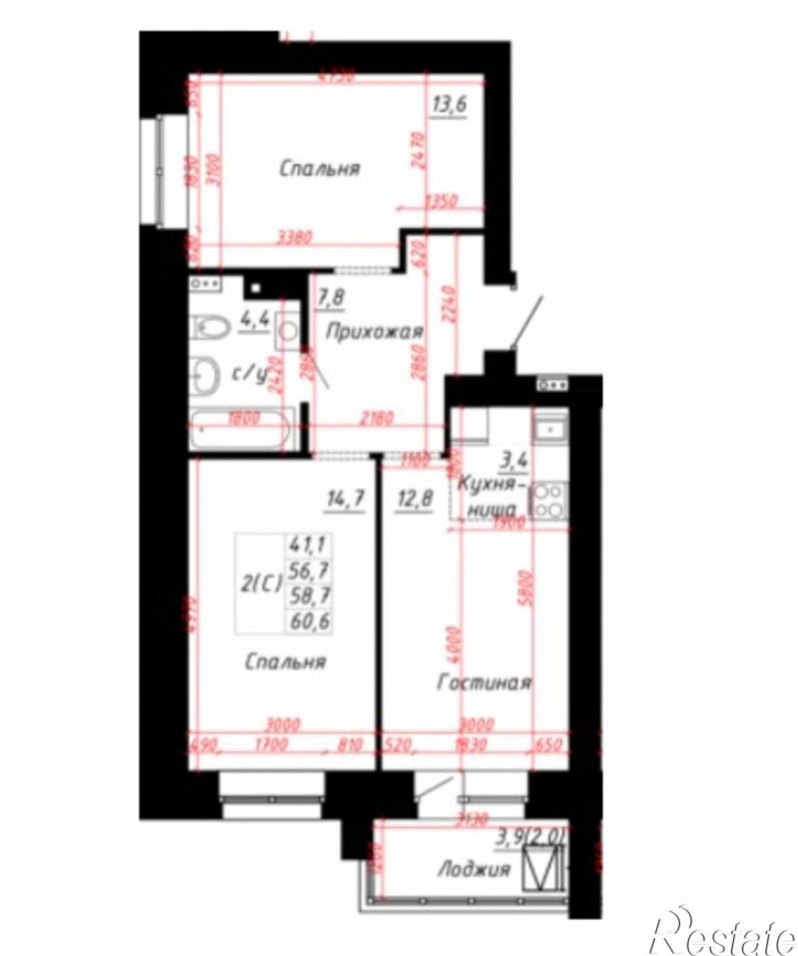 2-комн квартира в новом доме тракт. Павловский, 60Б