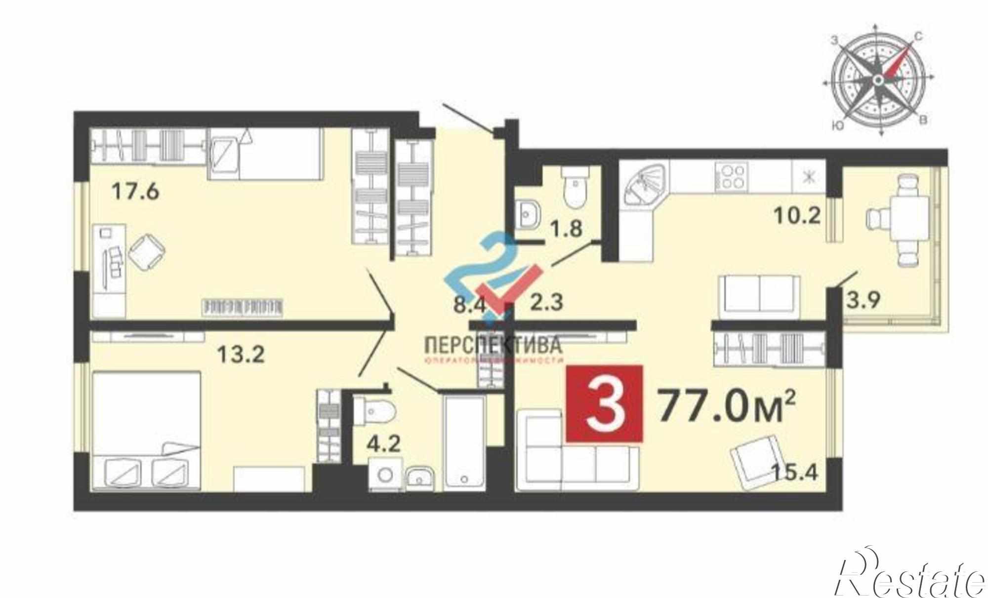 Купить квартиру за 5 212 900 рублей на микрорайон Город Спутник,  жилой комплекс Радужные Дворы