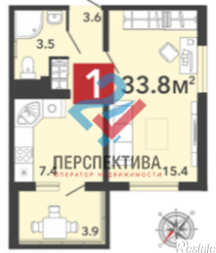 1-комн квартира в новом доме микрорайон Город Спутник,  жилой комплекс Радужные Дворы