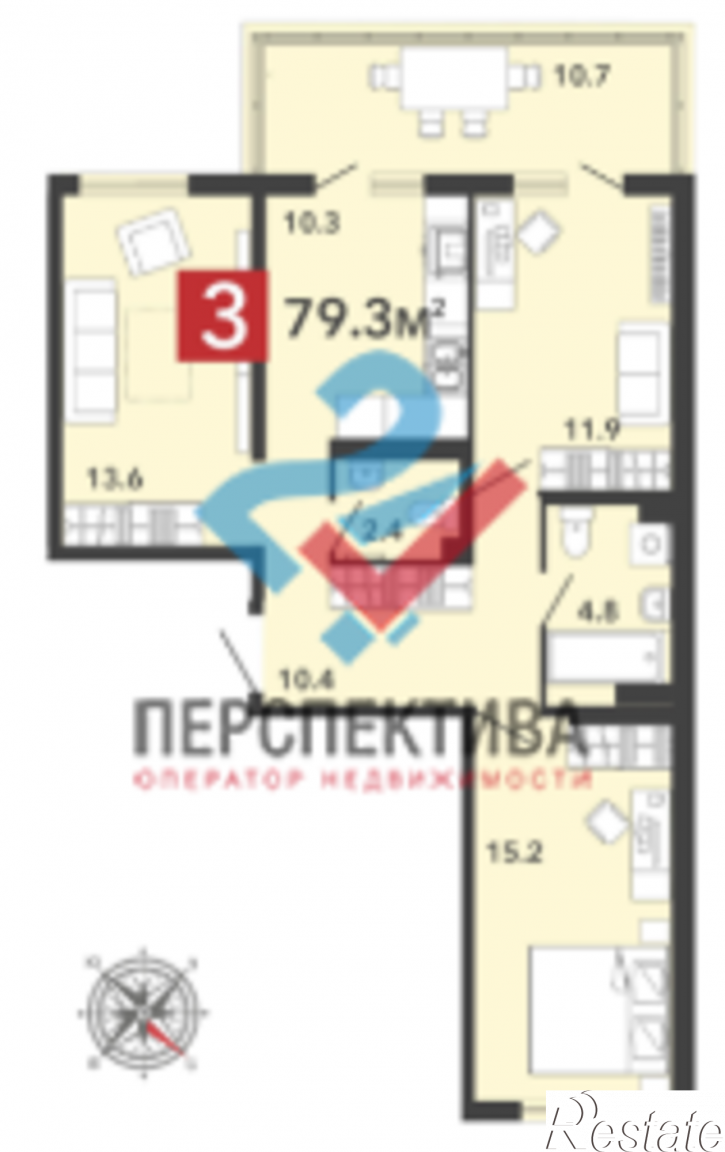 3-комн квартира в новом доме микрорайон Город Спутник,  жилой комплекс Радужные Дворы