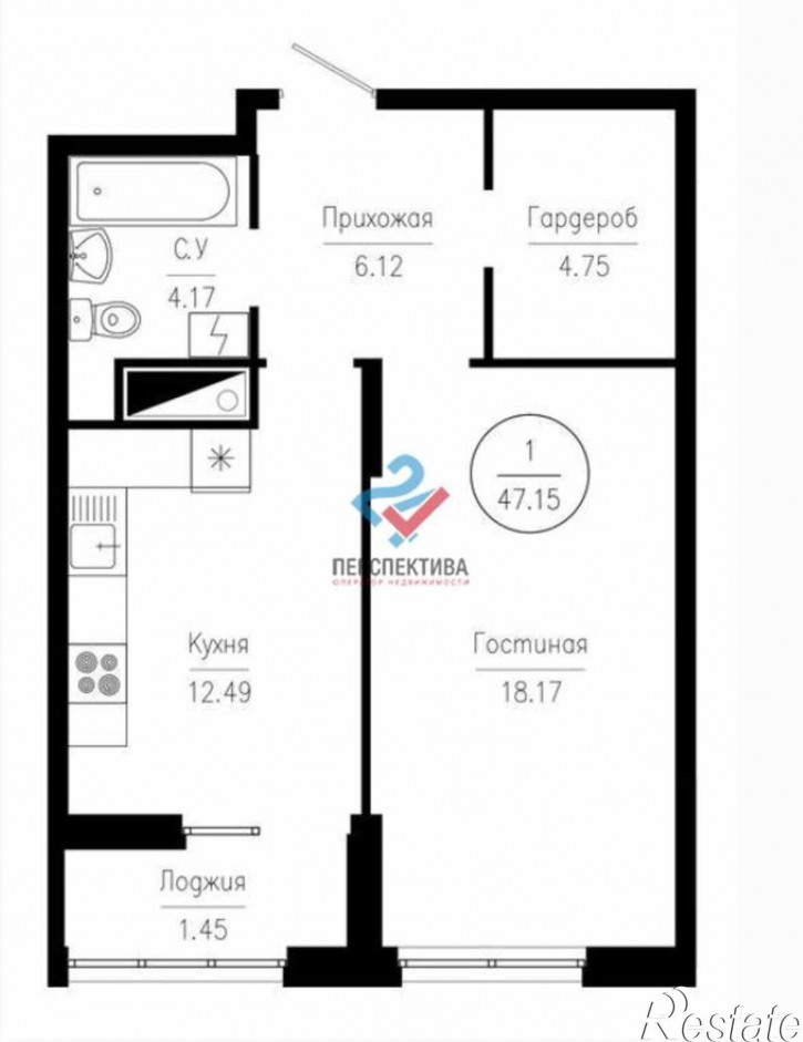 1-комн квартира в новом доме Ладожская улица, 9