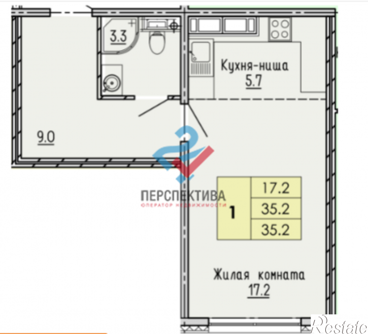 1-комн квартира в новом доме жилой комплекс Лугометрия,  с19