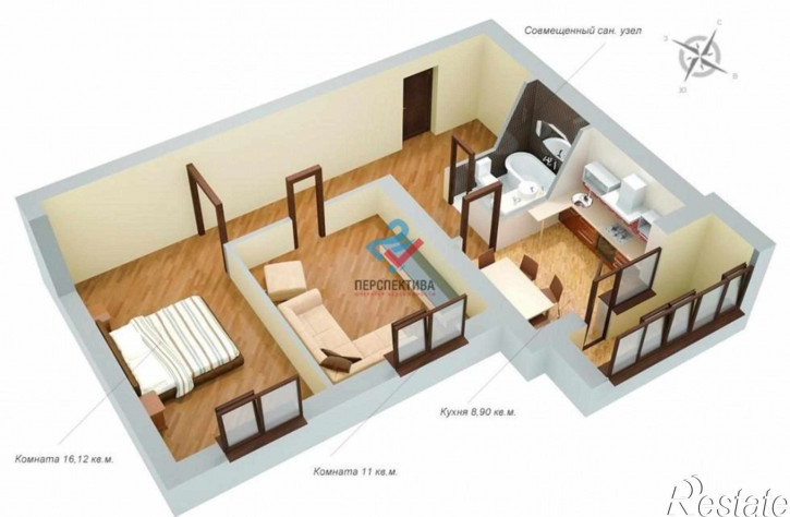 2-комн квартира улица Клары Цеткин, 33