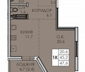 2-комн, 47 кв м, этаж 9/25 ул. Партизанская, 175