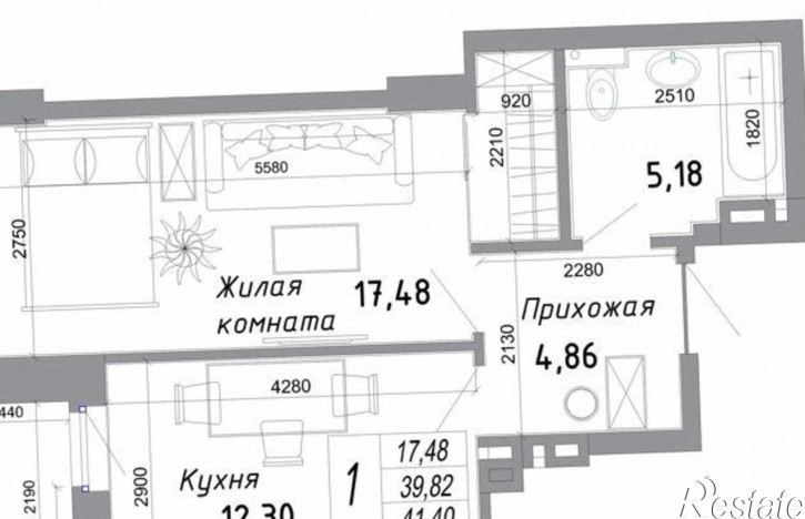 1-комн квартира в новом доме бульвар Комарова, 30/2с1
