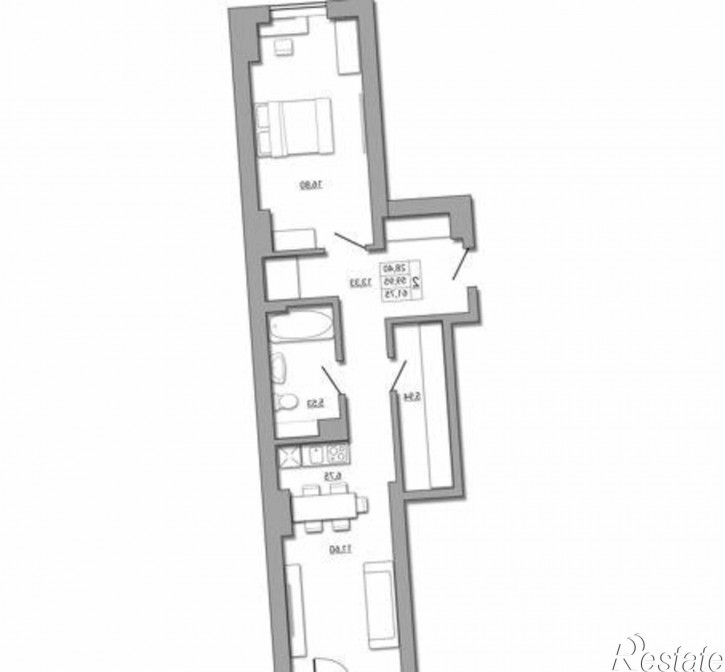 2-комн квартира в новом доме Береговая улица, 73
