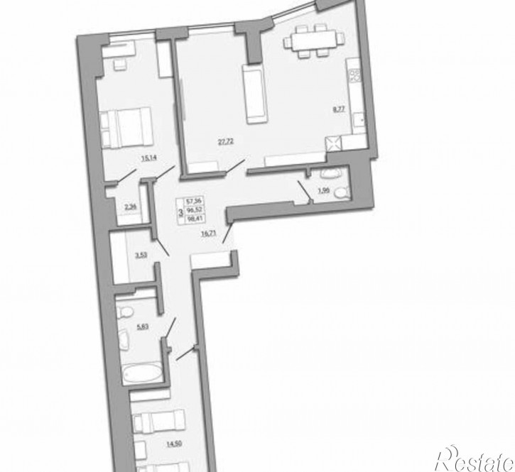 3-комн квартира в новом доме Береговая улица, 73