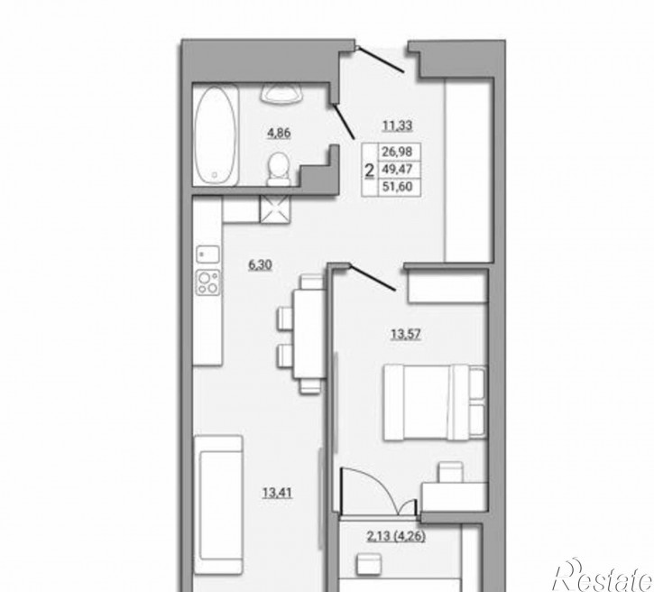 2-комн квартира в новом доме Береговая улица, 73