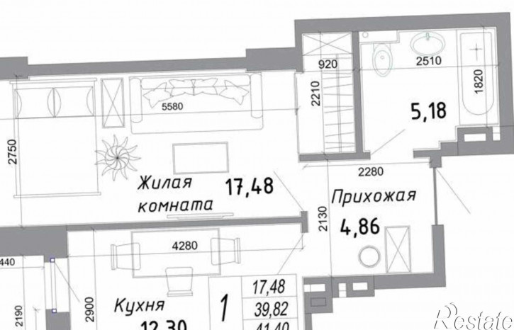 1-комн квартира в новом доме бульвар Комарова, 30/2с1