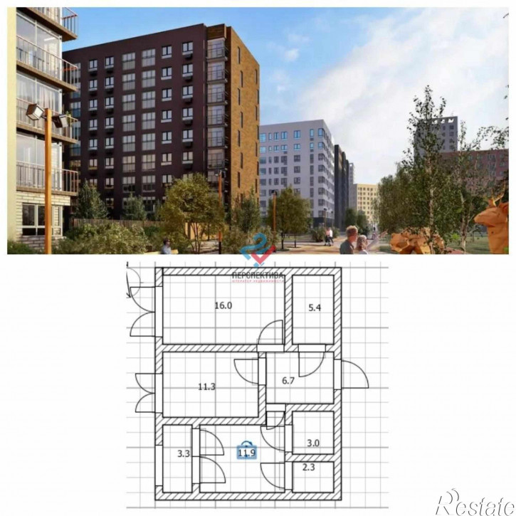 2-комн квартира в новом доме Железнодорожный район,  жилой комплекс Norwood