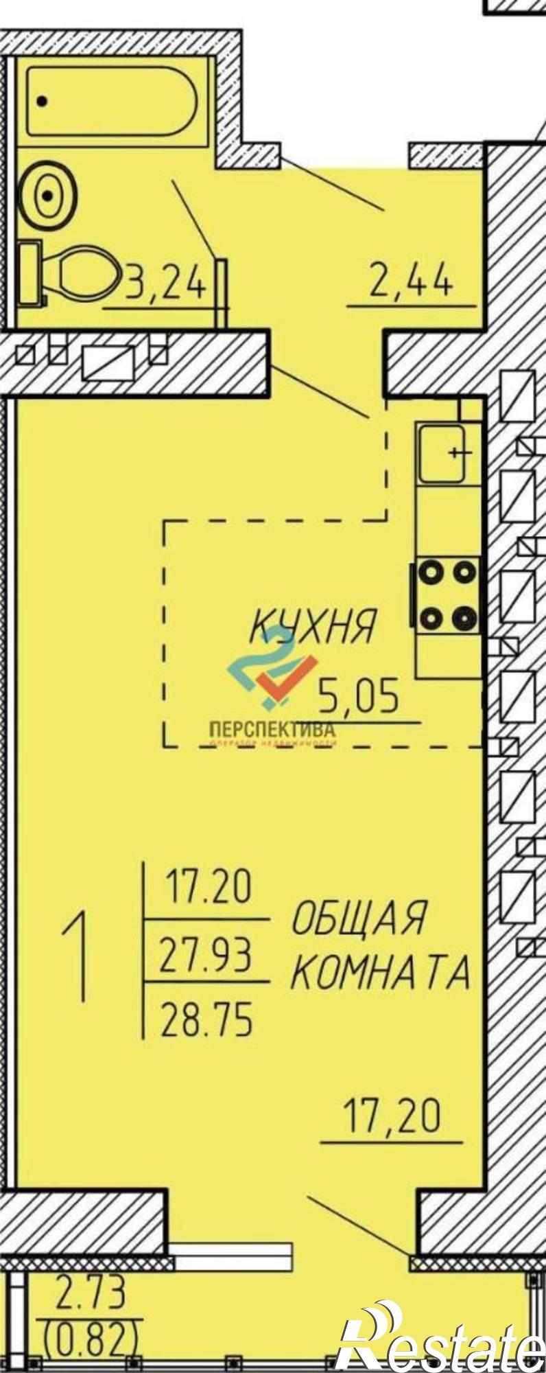 Купить студию за 2 333 610 рублей на улица Генерала Глазунова, 3
