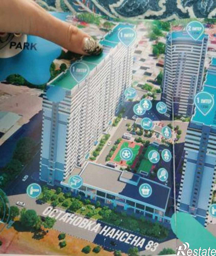 1-комн квартира в новом доме улица Нансена, 83
