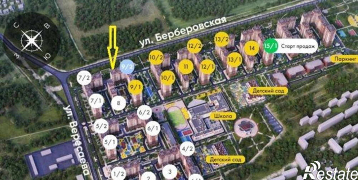 2-комн квартира в новом доме Берберовская улица, 6/2