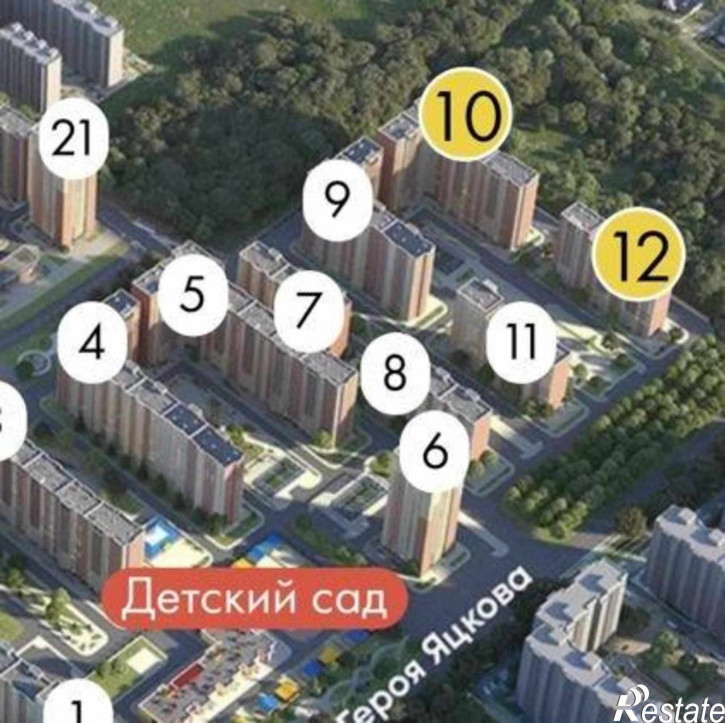 1-комн квартира в новом доме улица им. Героя Яцкова И.В., 19