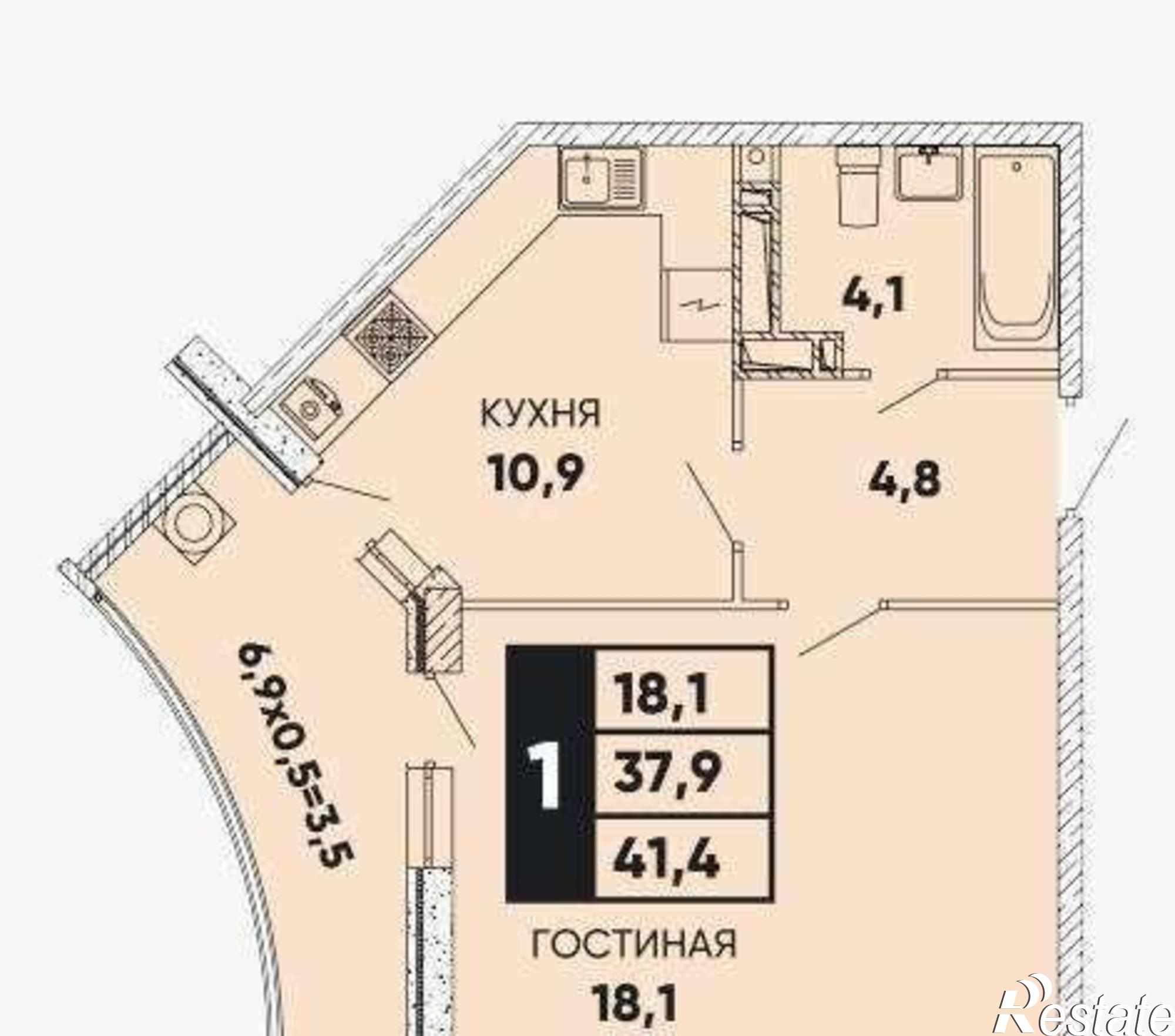 Купить квартиру за 3 800 000 рублей на Берберовская улица, 2/101с2