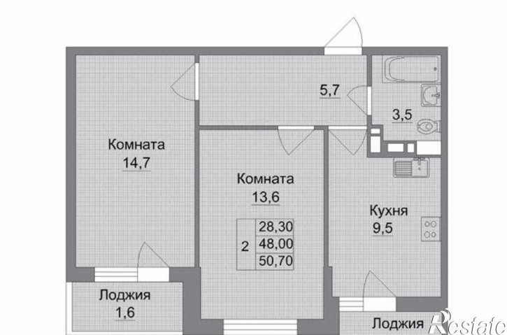 2-комн квартира в новом доме Тибетская улица, 1Бс2